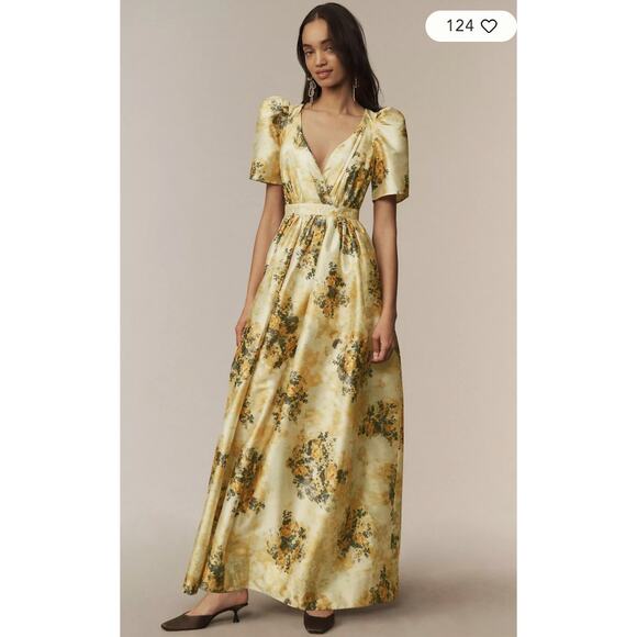 BHLDN Dresses & Skirts - BHLDN Aurora Puff-Sleeve Taffeta Maxi Dress